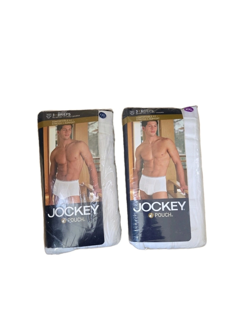 2 pk Vtg 2002/2003 Jockey Briefs Pouch Fly Front Underwear 3 Pk  Cotton XXL NOS